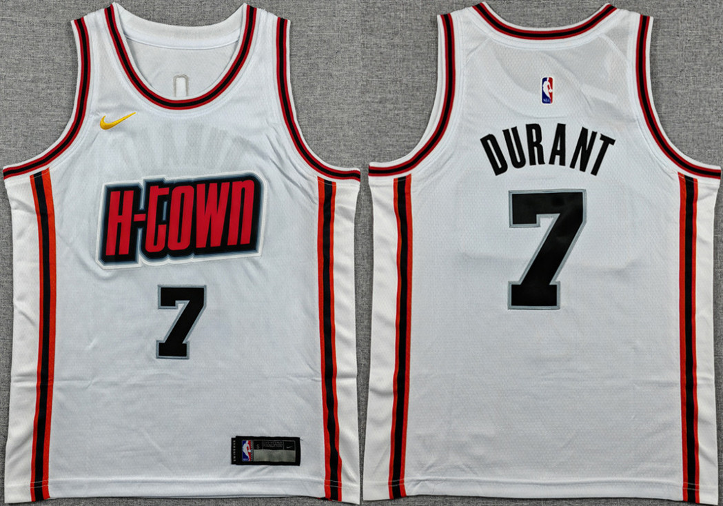 Men's Houston Rockets #7 Kevin Durant White 2024/25 City Edition Stitched Jersey